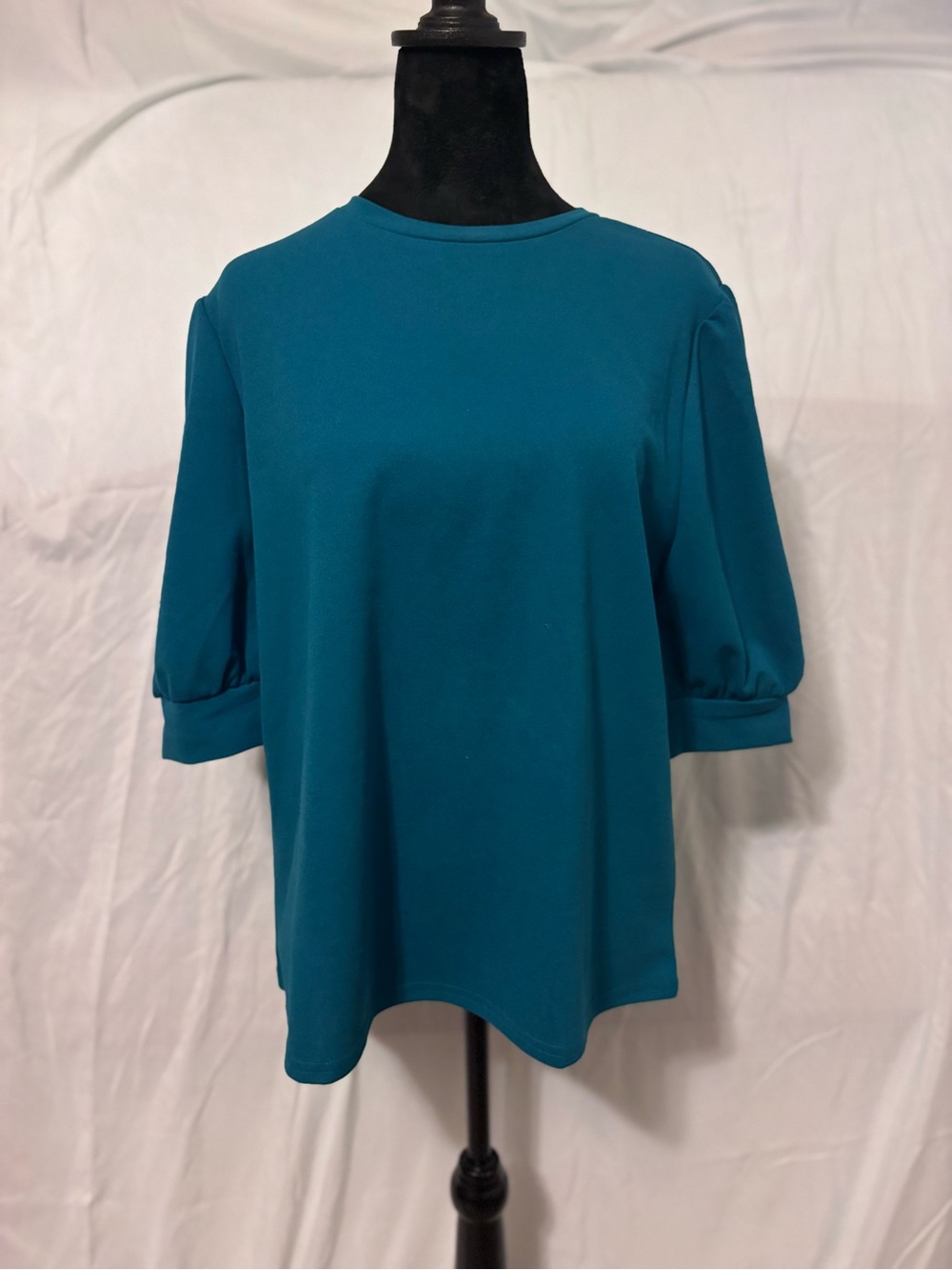 SHEIN Teal Puff-Sleeve Short Sleeve Top